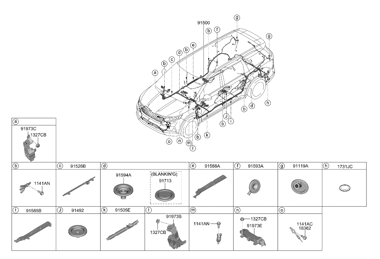 Kia 91570R0330 Wiring Assembly-Floor