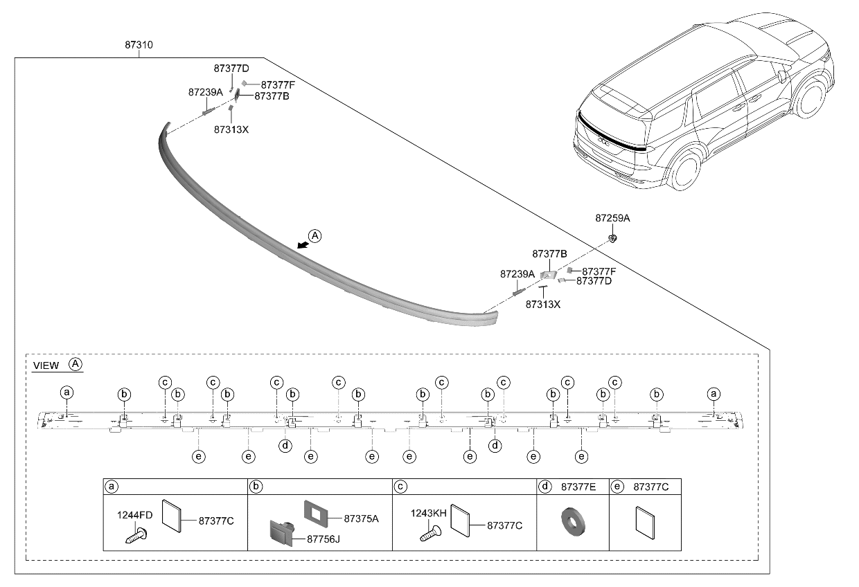 Kia 87319R0000 Pad-Tail Gate GARNIS