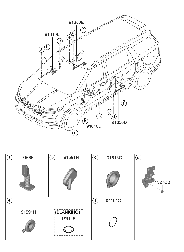 Kia 91630R0330 Wiring Assembly-Rr Dr RH