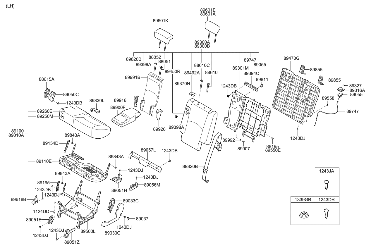 Kia 8819514100 Bolt-Front Seat RECLINE