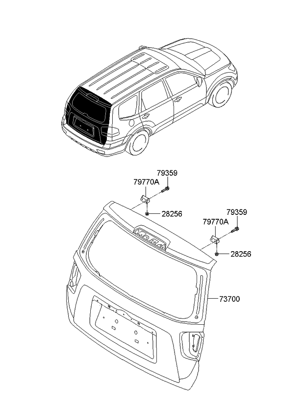 Kia 737002J040 Panel Assembly-Tail Gate