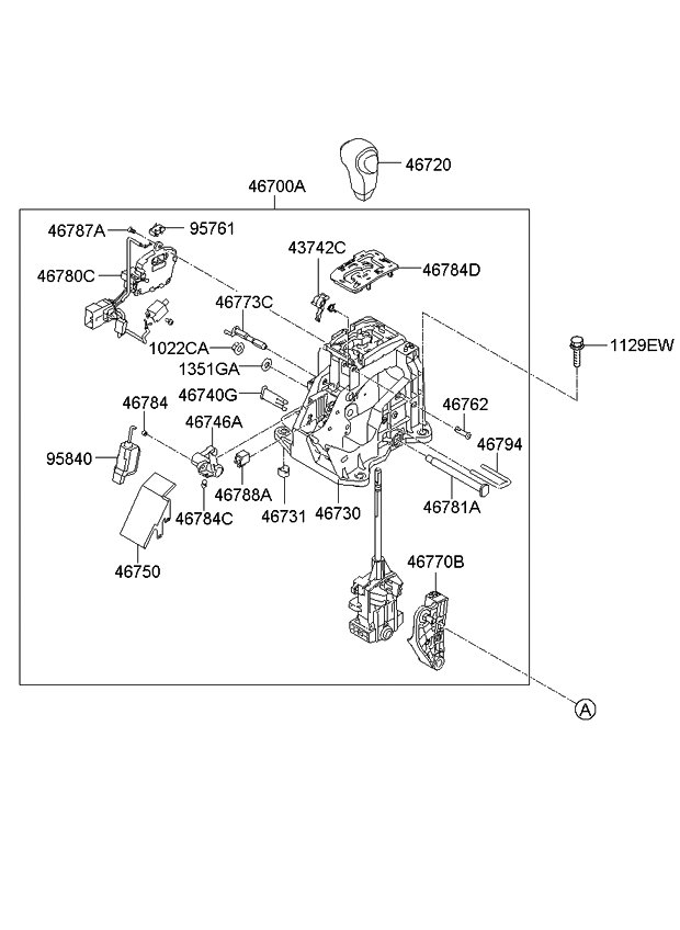 Kia 467112J000WK Knob Assembly-Gear Shift