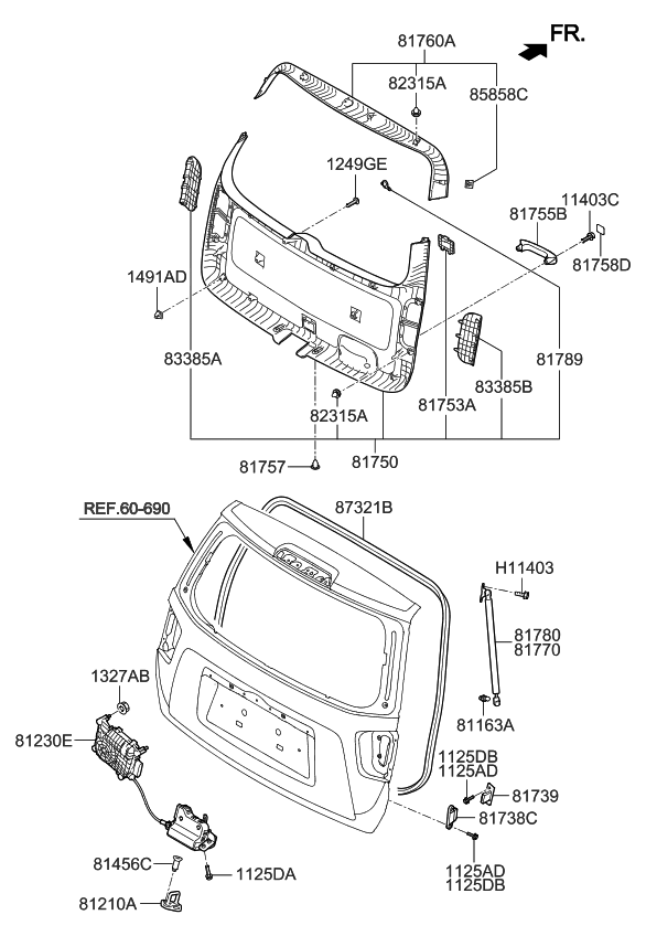 Kia 817892J000J7 Cover-Tail Gate Trim