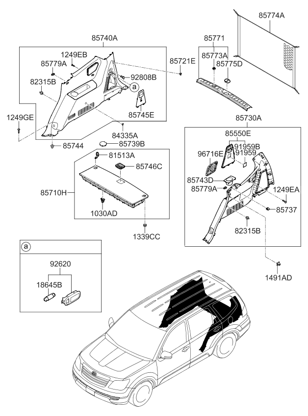 Kia 857402J300WK Trim Assembly-Luggage Side
