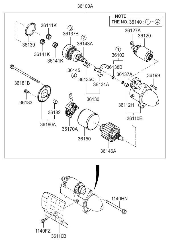 Kia 361393F020 Packing-Starter 361393F020 Kia Packing-Starter