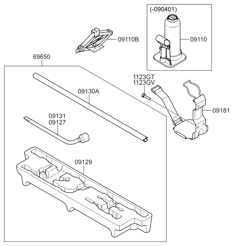 Kia 091212J500 Rod Assembly-Spare Tire