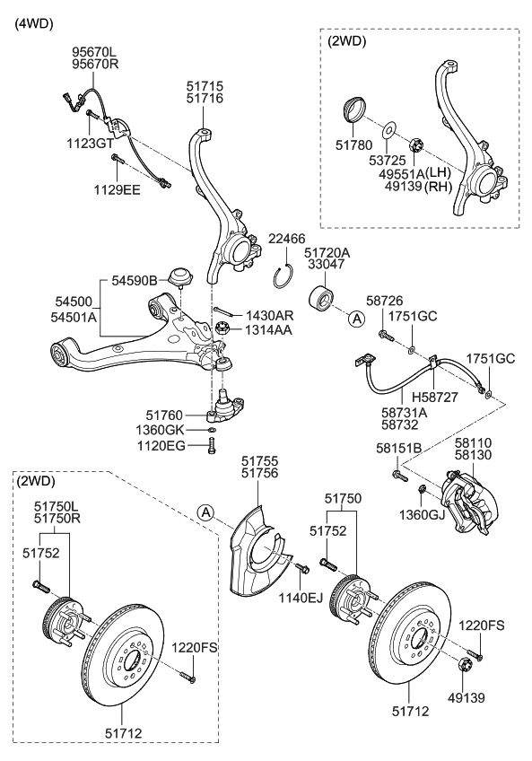 Kia 517202J100 Front Hub Inner Bearing Assembly