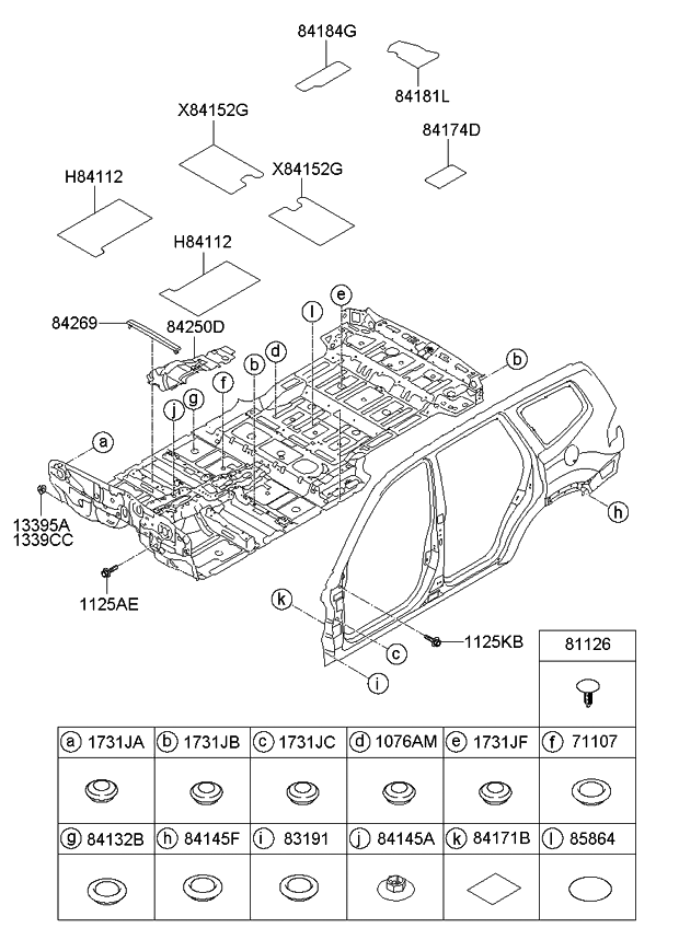 Kia 841122J000 Anti Pad-Center Floor Front