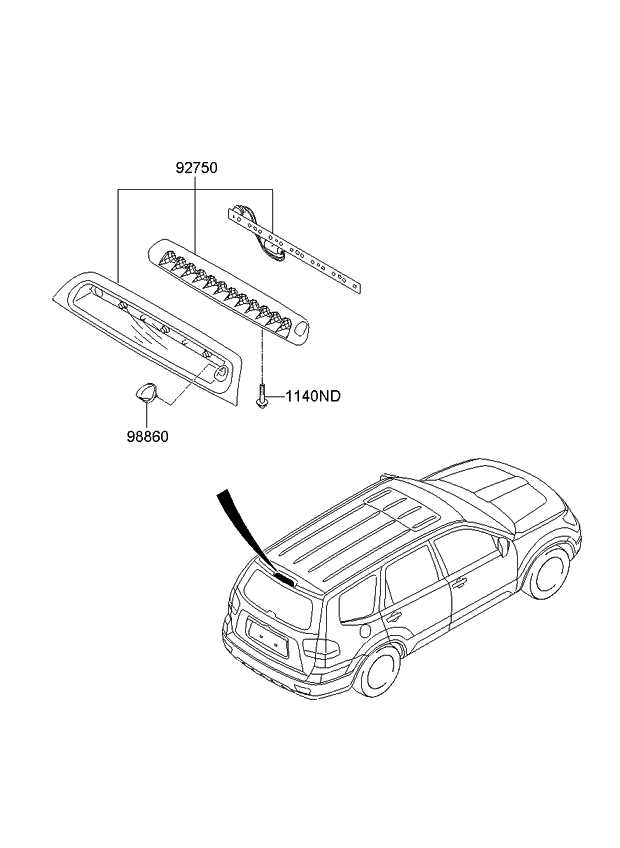 Kia 927002J000 Lamp Assembly-High Mounted Stop Interior