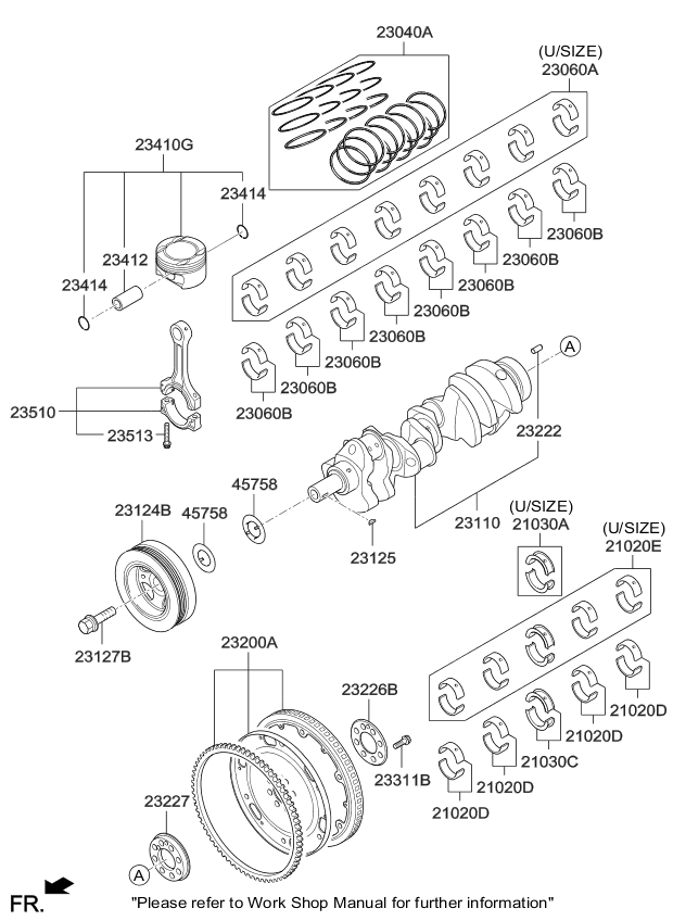 Kia 230413F311 Piston & Pin Assembly