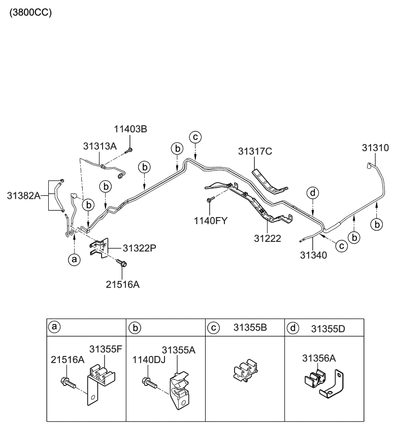 Kia 313542J500 Holder-Fuel Tube