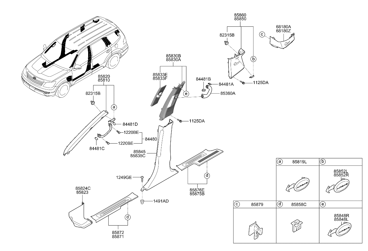 Kia 858482J010H9 Cover-Center Pillar Trim R