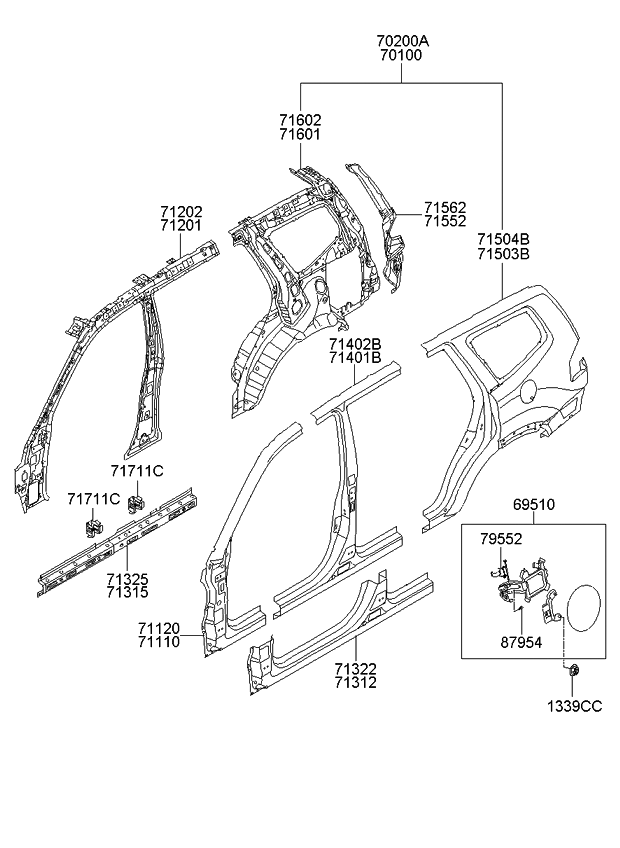 Kia 714022JA00 Pillar Assembly-Center Outer