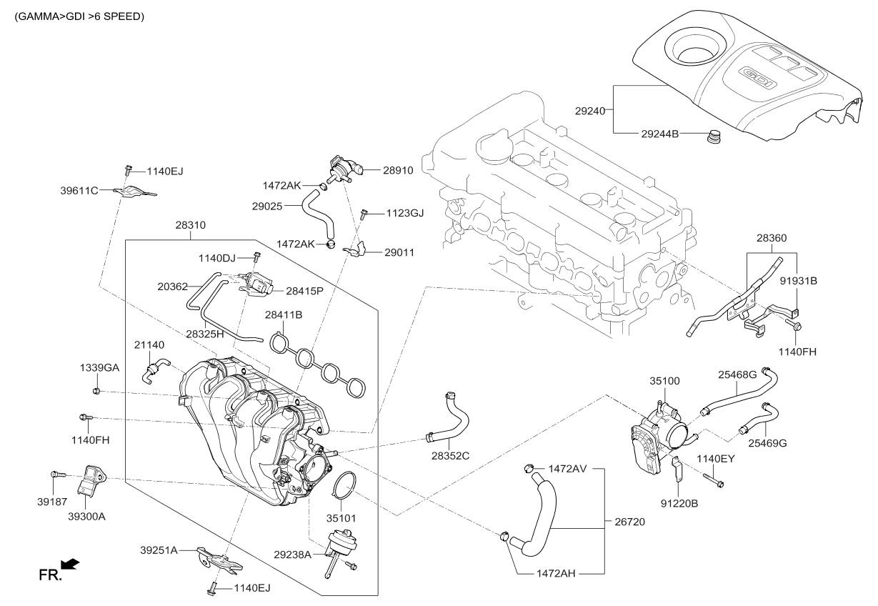 Kia 283282B630 Hose-Vacuum