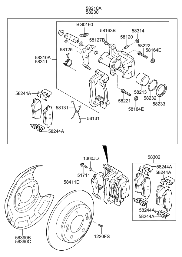 Kia 58310B2A20 Caliper Kit-Rear Brake