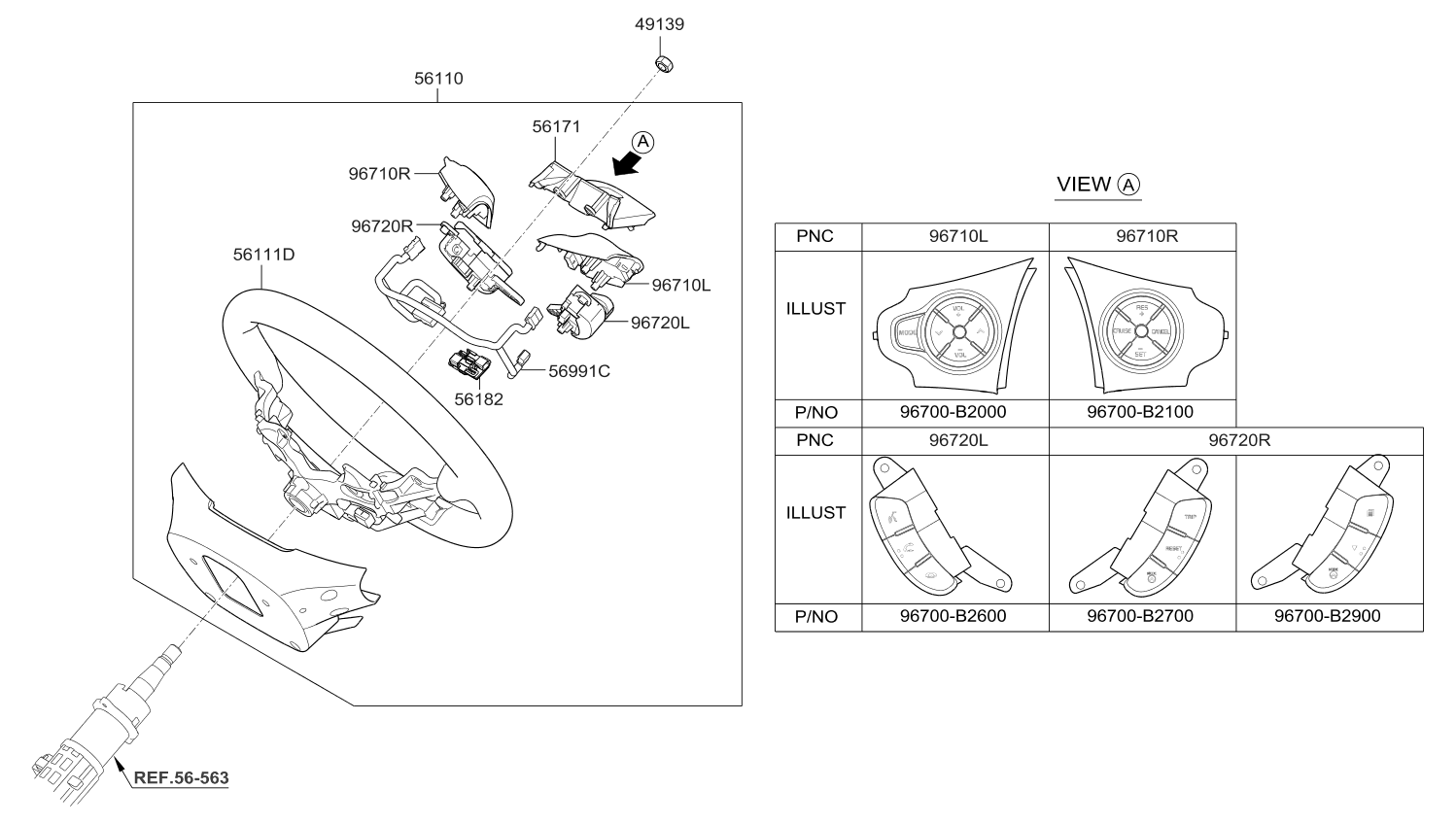 Kia 96710B2600ASB Switch Assembly-Steering RH