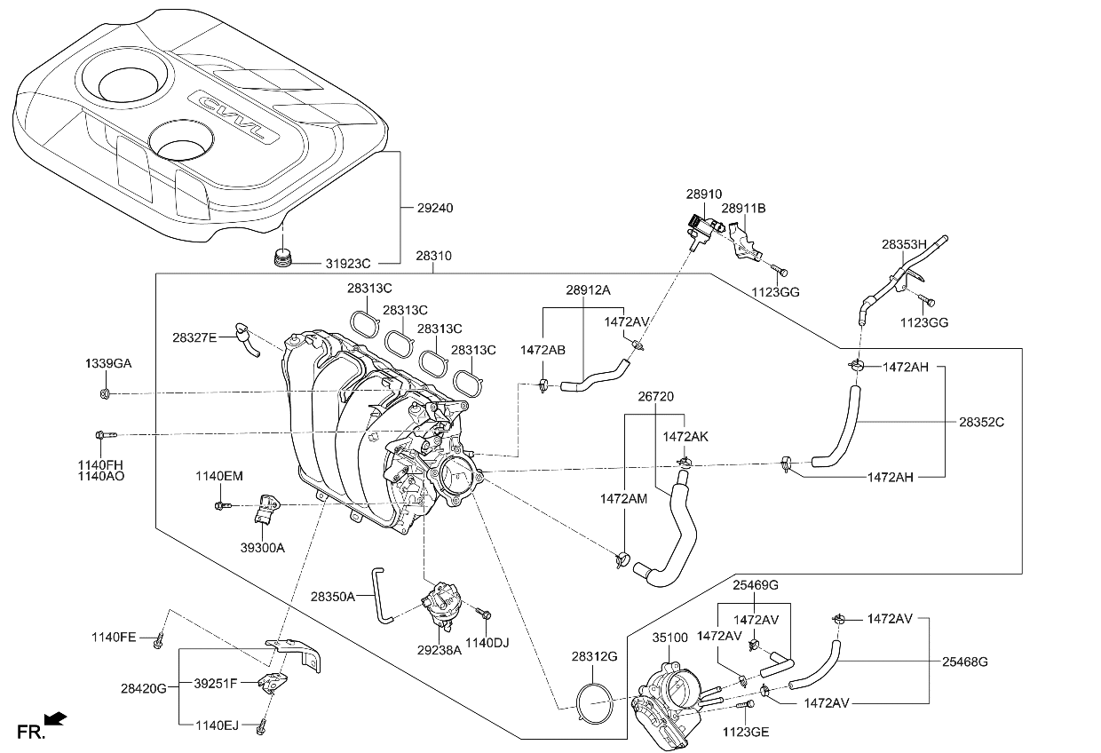 Kia 283272EBA0 Check Valve Assembly