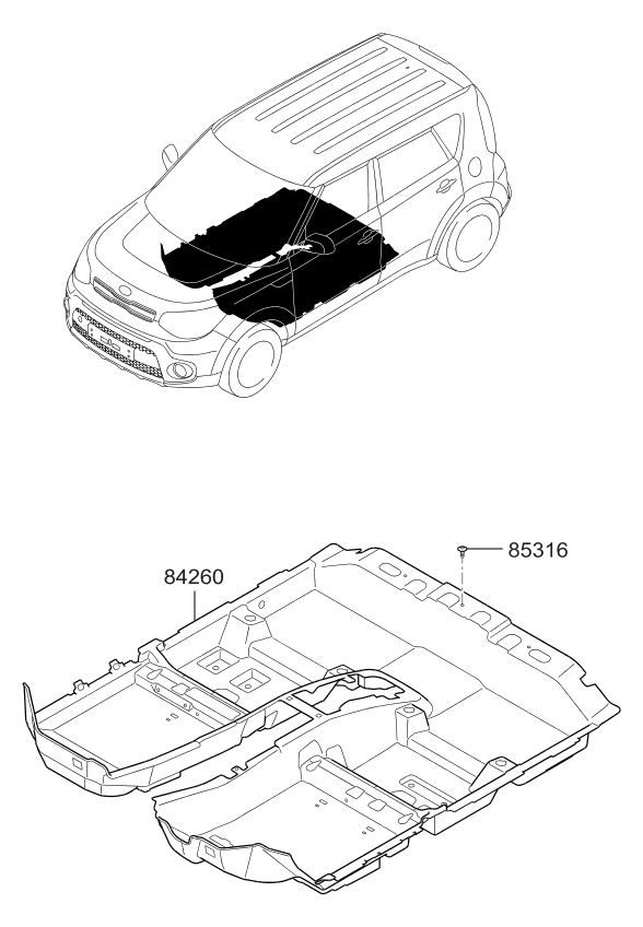 Kia 84260B2070WK Carpet Assembly-Floor