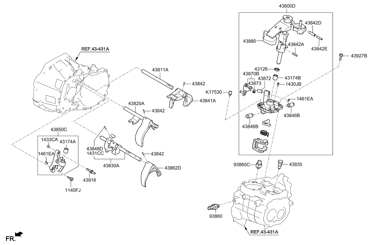 Kia 4383026001 Rail Sub Assembly-Shift