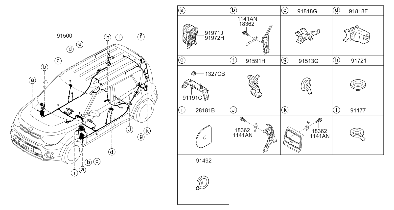 Kia 91586B2820 Wiring Assembly-Floor