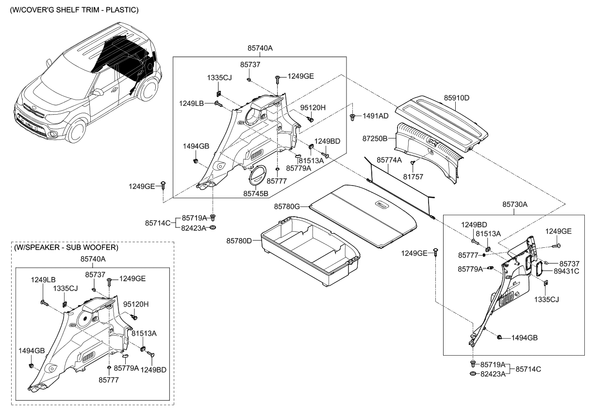 Kia 85743B2000EQ Cover-Luggage Side Tray