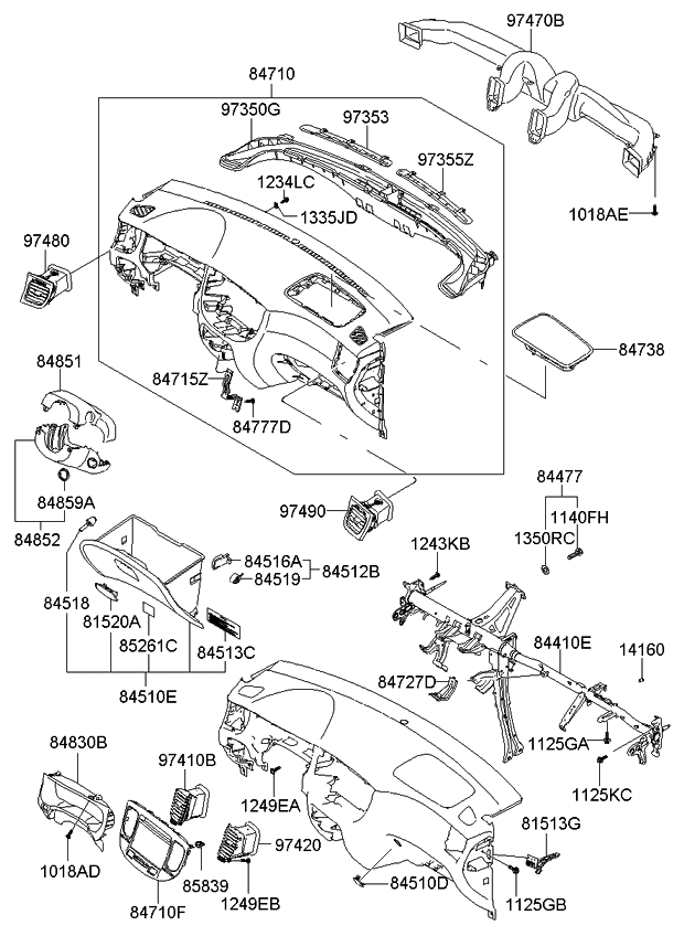 Kia 974101G100CA Duct Assembly-Center Air