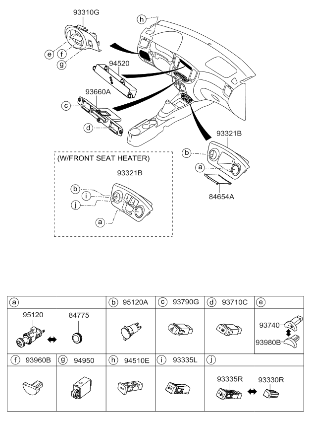 Kia 933351G000 BLANKING-Seat Heater