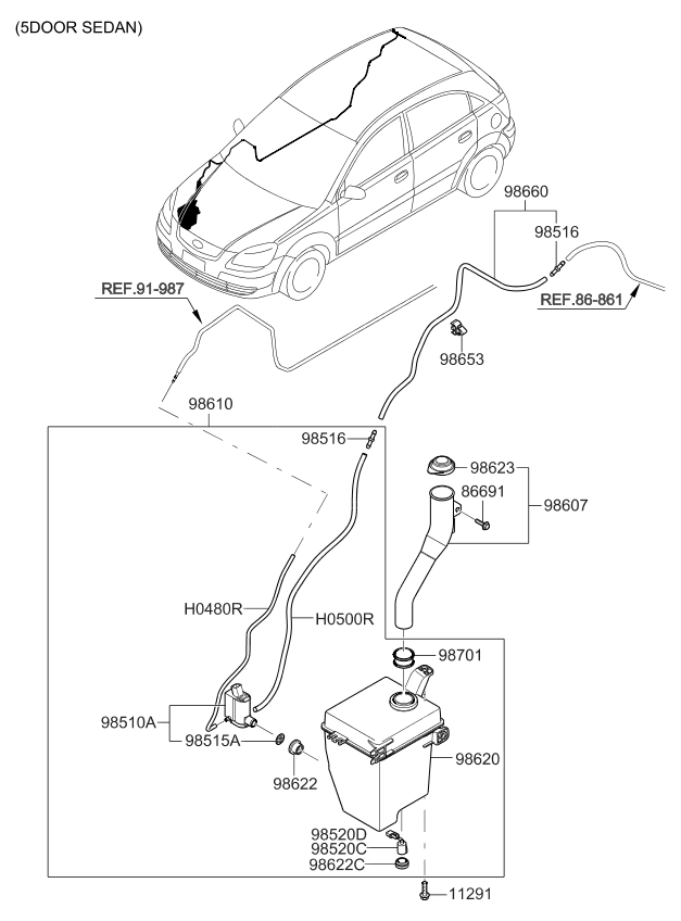 Kia 986221G100 GROMMET-Windshield Level