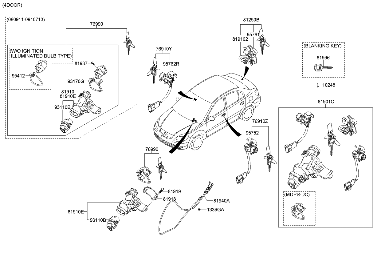 Kia 819101G610 Body Assembly-Ignition & Steering