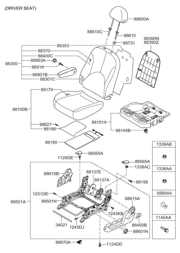 Kia 883001G241AGM Back Assembly-Front Seat,LH