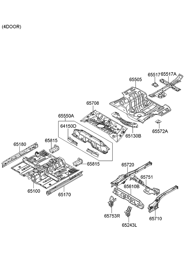 Kia 657201G701 Member Assembly-Rear Floor