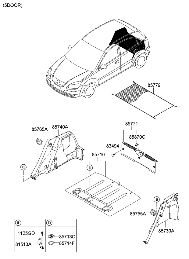 Kia 857651G500RU Cover-Luggage Rear, RH