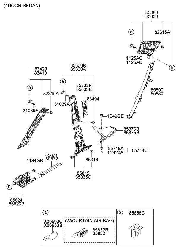 Kia 858501G500LX Trim Assembly-Rear Pillar