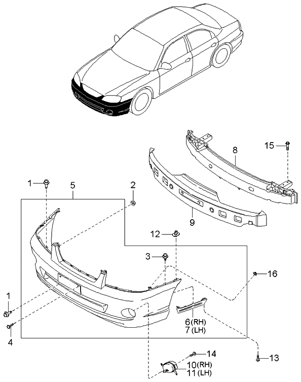 Kia 0K2NA50070 Reinforcement Assembly-Front Bumper