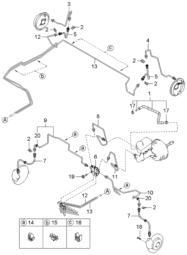 Kia 0K2N345250 Pipe-Brake Main,NO1