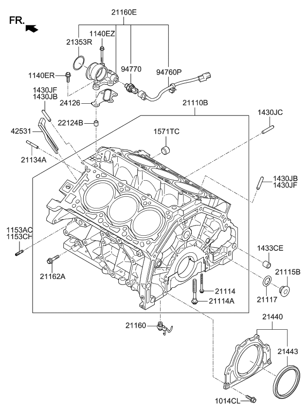 Kia 342G33LA0A Block Sub Assembly-Cylinder