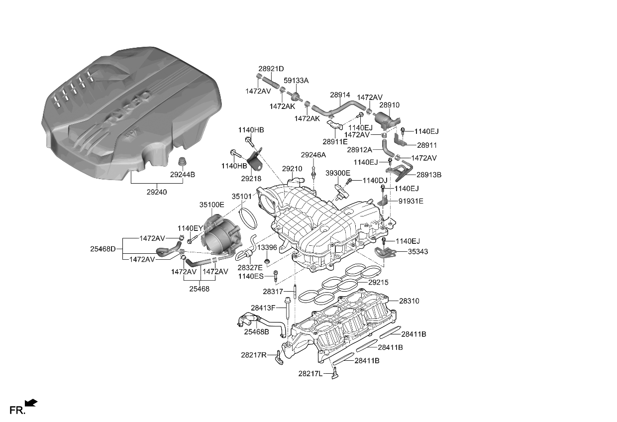 Kia 289133L000 Pipe Bracket-PCSV