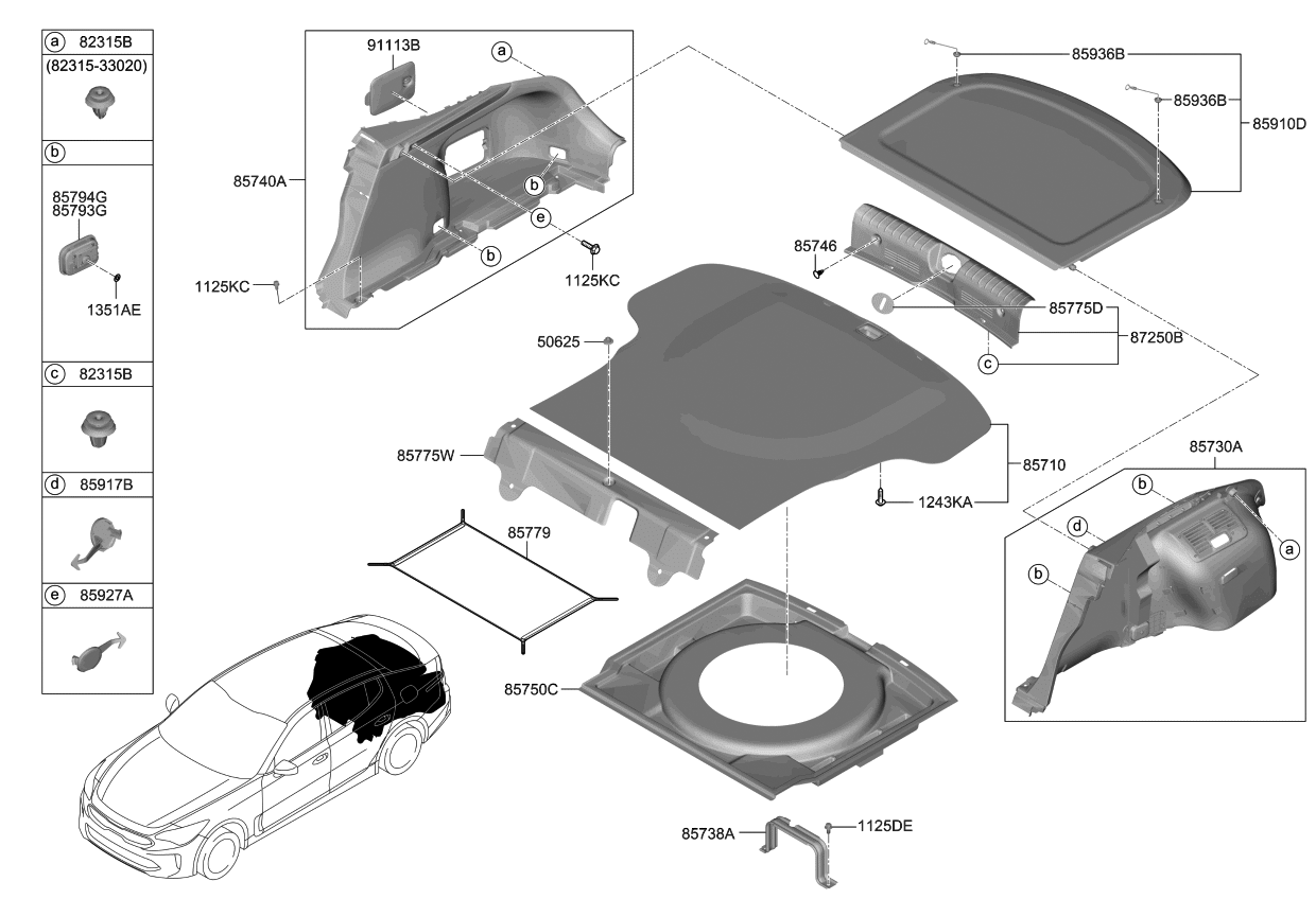 Kia 85770J5000WK Trim Assembly-Rr TRANSVE