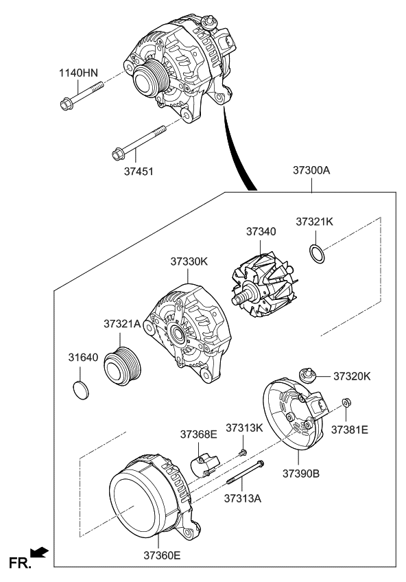 Kia 373602CTA0 Frame Assembly-Generator