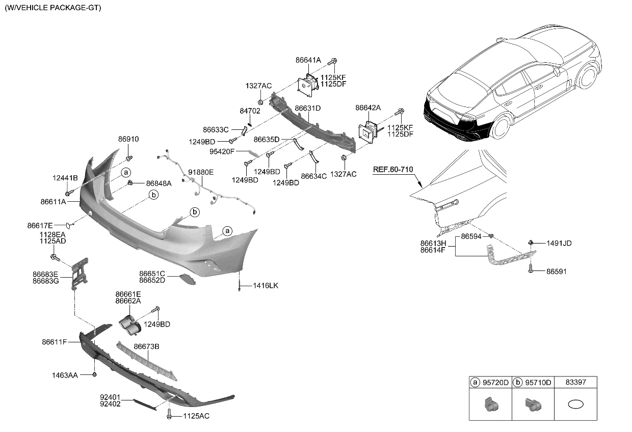 Kia 86611J5000 Rear Bumper Cover