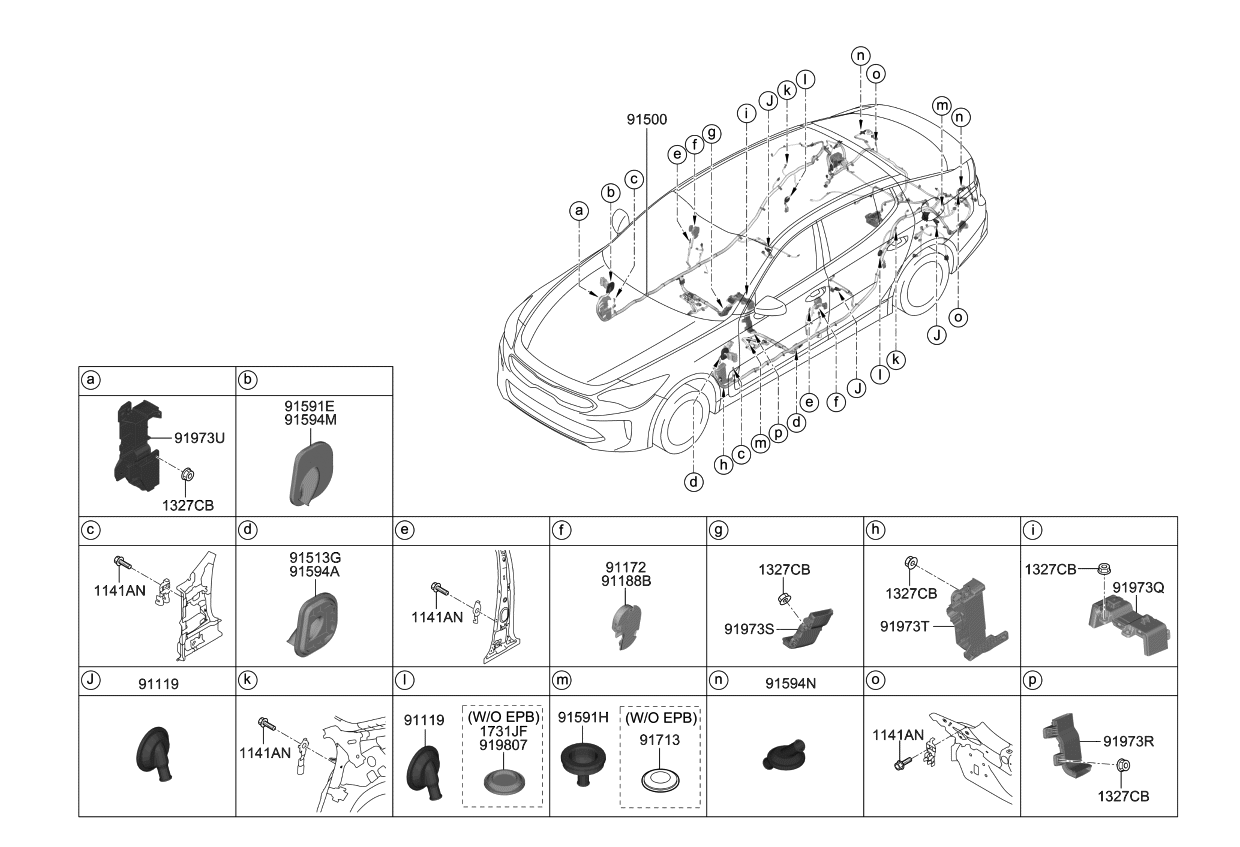 Kia 91593J5520 WIRING ASSY-FLOOR