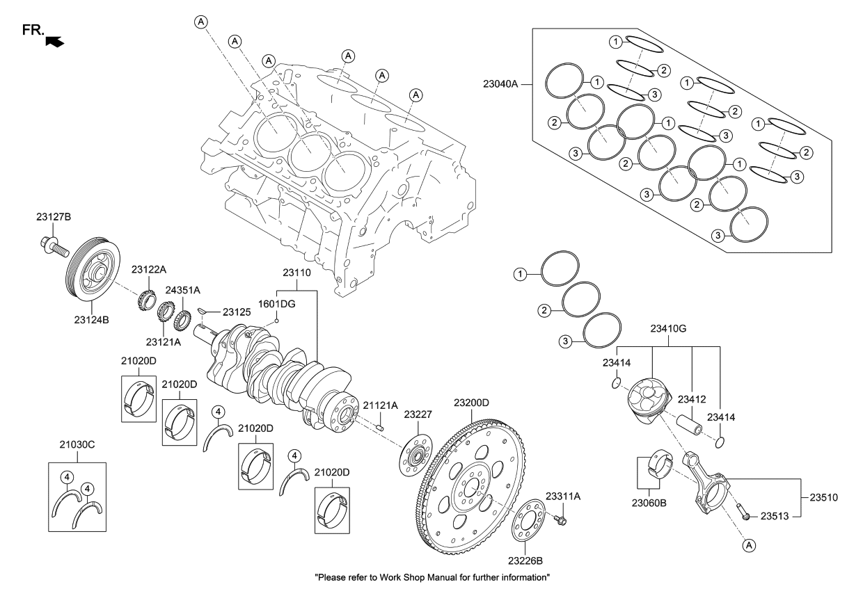 Kia 230413LZS0 Piston & Pin & Snap