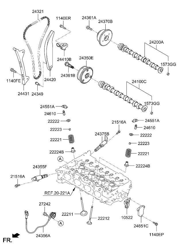 Kia 242002E074 Camshaft Assembly-Exhaust