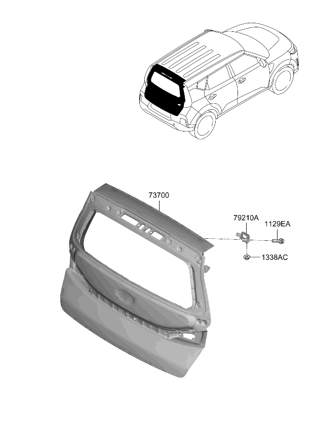 Kia 72800K0300 PANEL ASSY-TAIL GATE