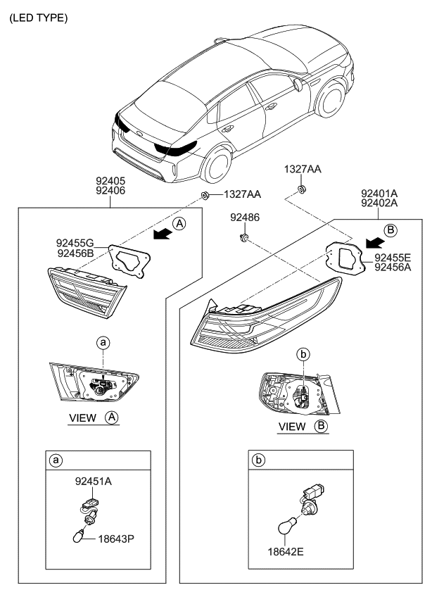 Kia 92460D4200 Lamp Rear Combination Outside Pad