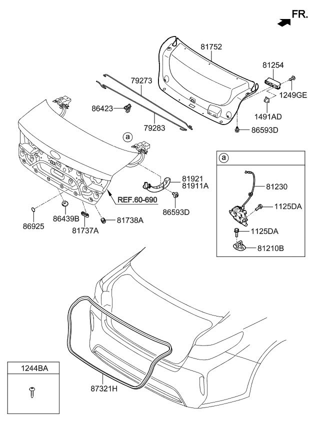 Kia 79283D4000 Bar Trunk Lid Hinge