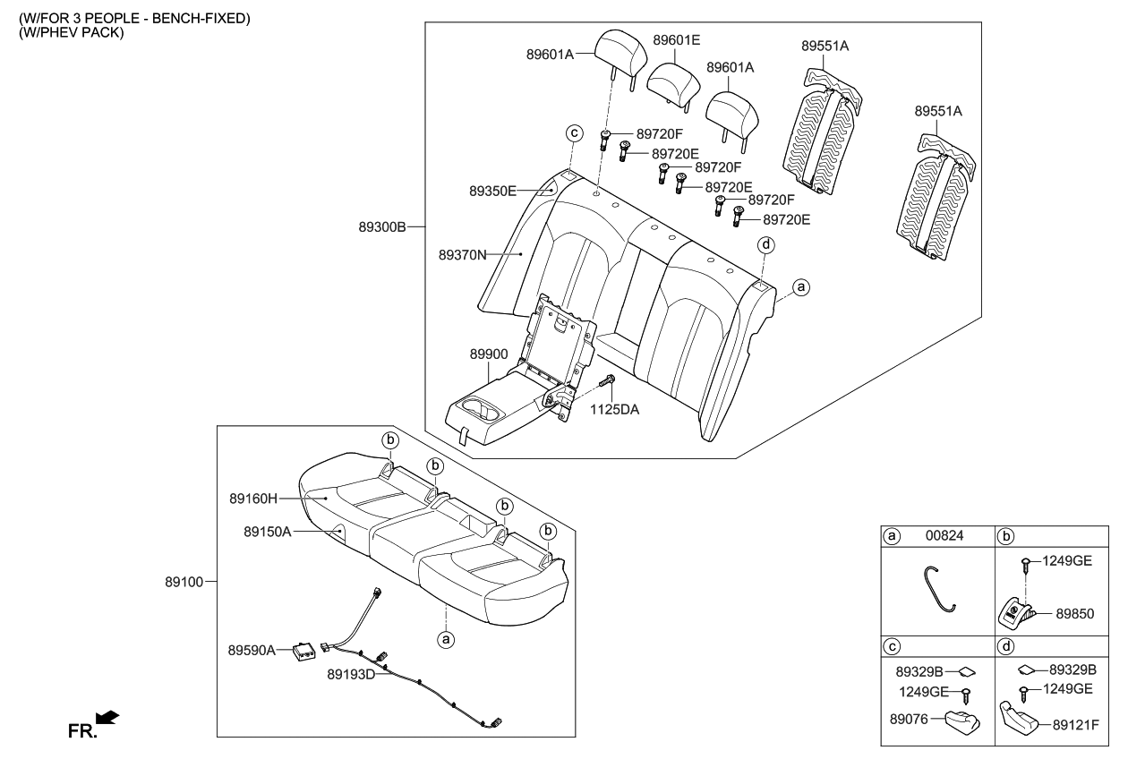Kia 89350A8000 Rear Seat Back Pad Assembly 89350A8000 Kia Rear Seat Back Pad Assembly