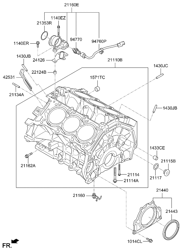 Kia 344P33LS00 Block Sub Assembly-CYLIN