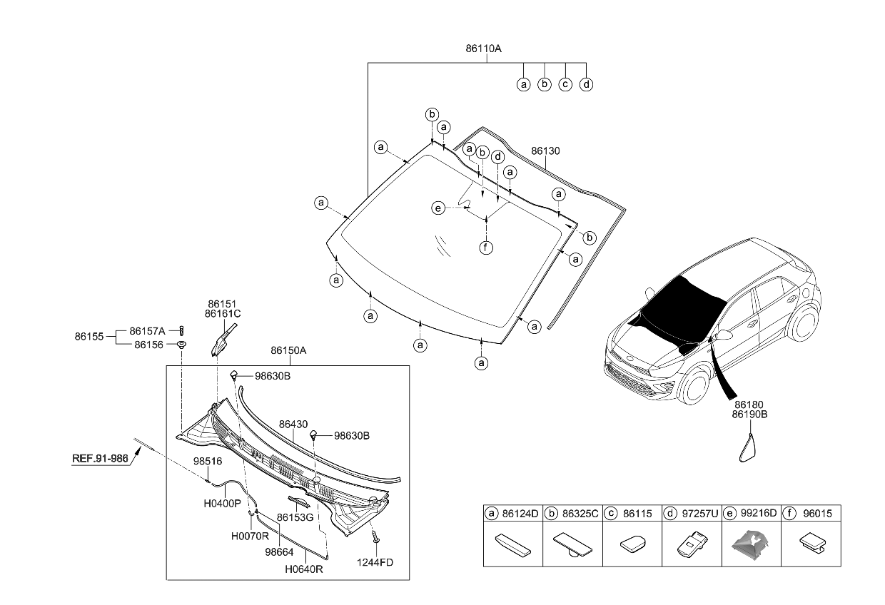 Kia 86110H9560 GLASS ASSY-WINDSHIEL