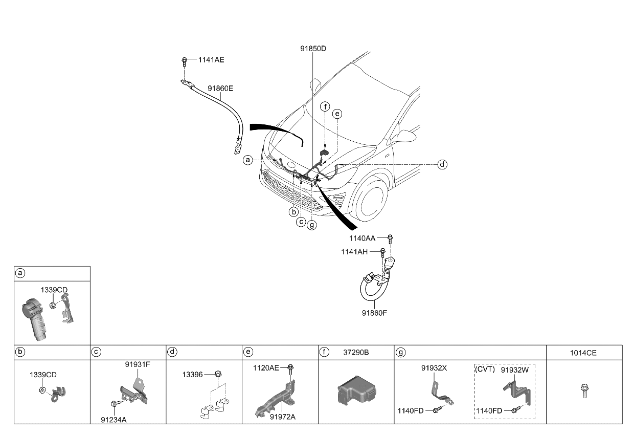 Kia 91850H9550 Wiring Assembly-Battery